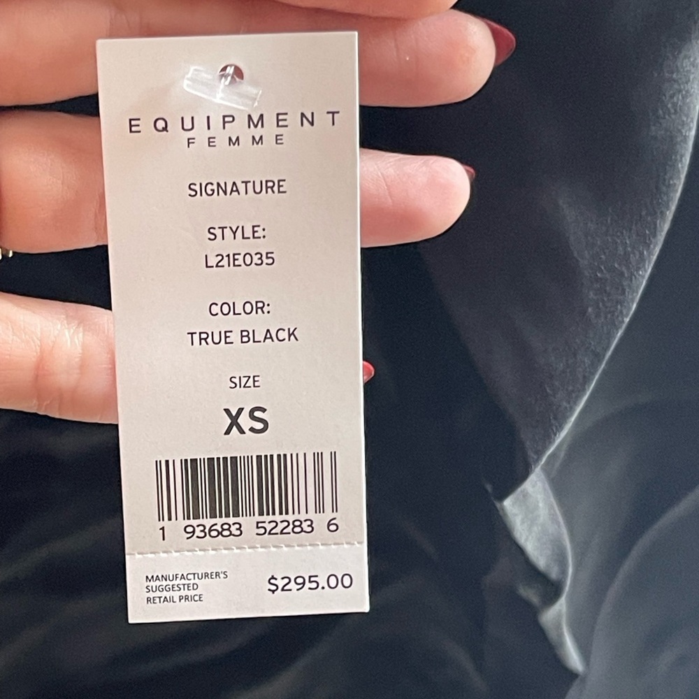 NWT Equipment SIGNATURE 100% SILK SATIN SHIRT in True Black - Picture 5 of 15